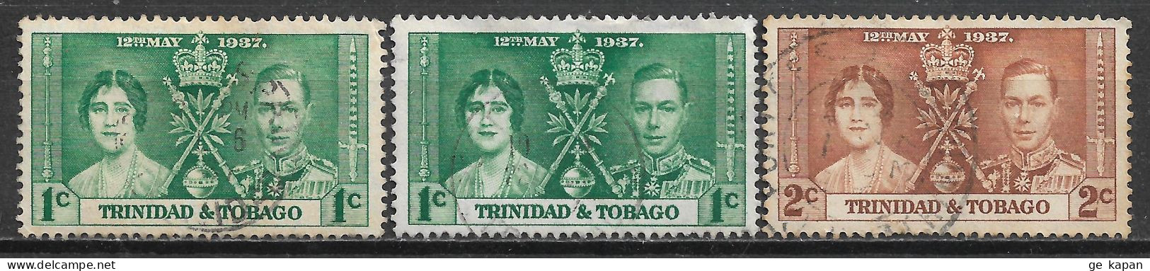 1937 TRINIDAD & TOBAGO Set Of 3 USED STAMPS (Michel # 128,129) - Trinidad Y Tobago