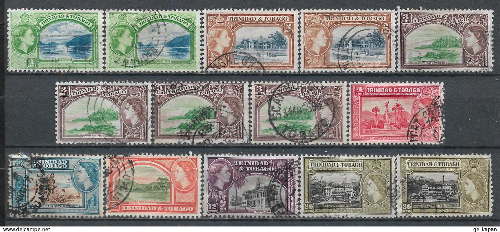1953 TRINIDAD & TOBAGO SET OF 14 USED STAMPS (Michel # 155-158,160-163) CV €4.20 - Trinidad Y Tobago