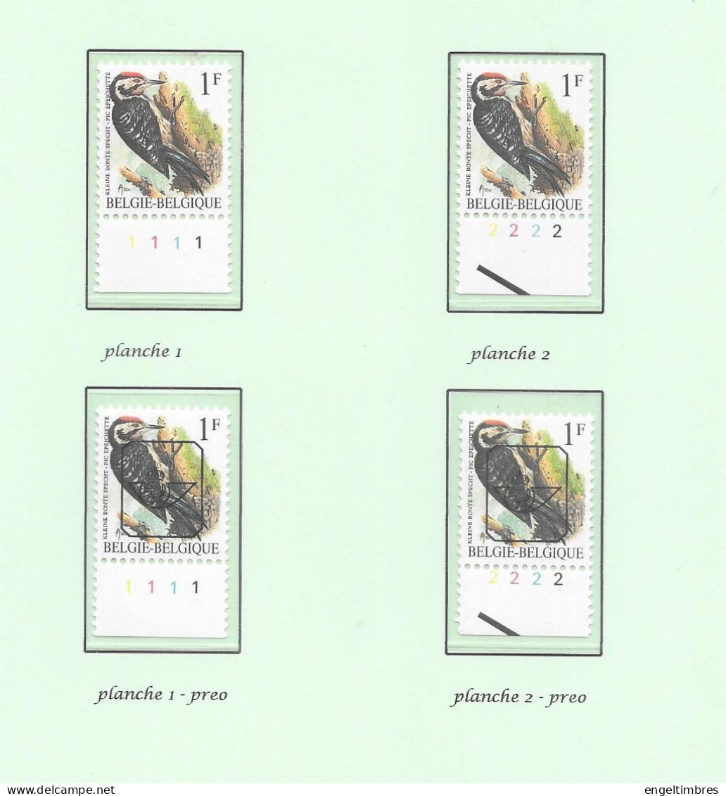 Belgium1990 BUZIN Birds Pie Epiechette/Kliene Bonte Specht 1 Bf Plaatnrs 1 - 2 Mint - Plain Stamps +  Preos (scans) - 2011-..