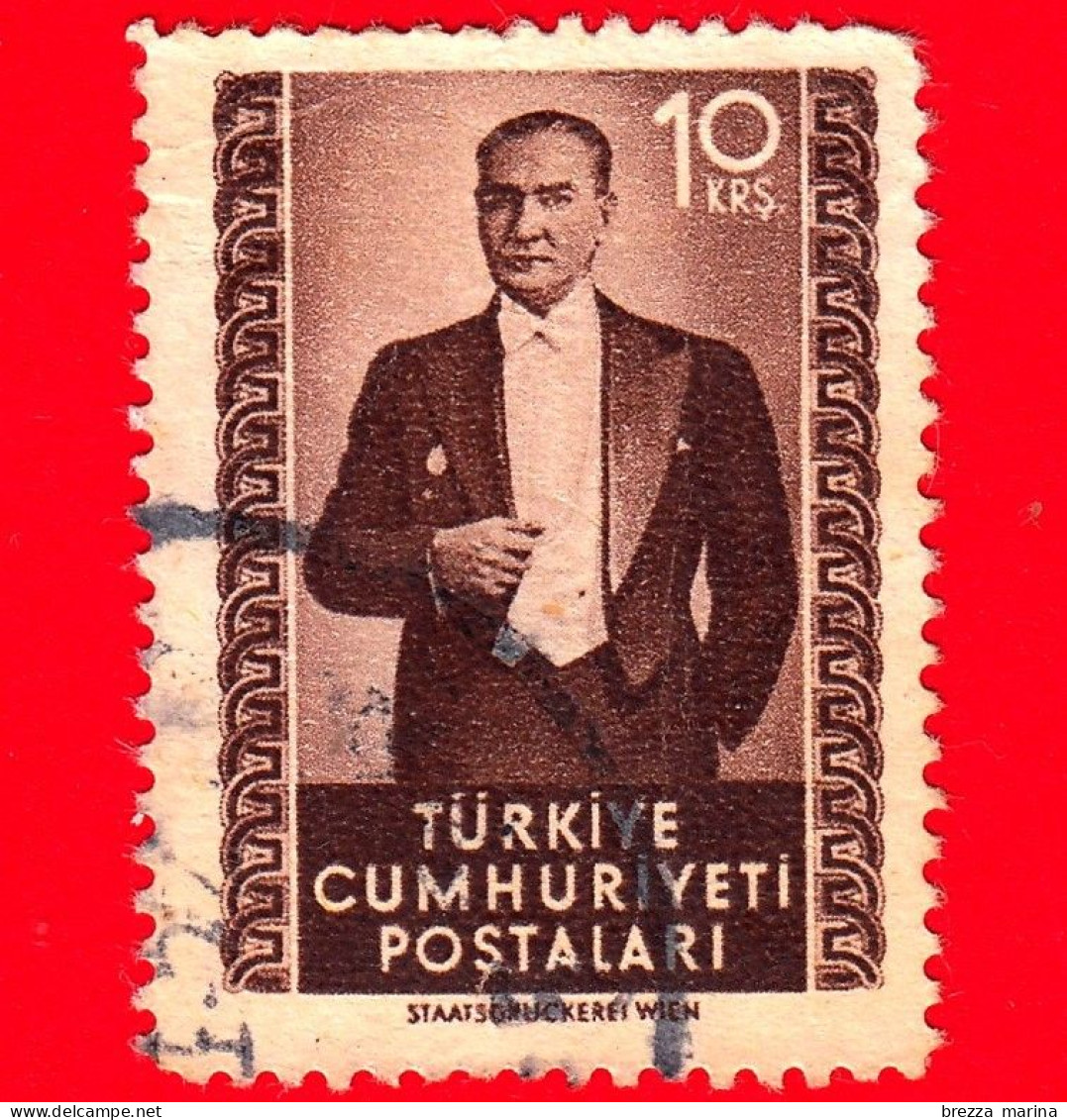 TURCHIA - Usato - 1952 - Kemal Atatürk (1881-1938), Primo Presidente - 10 - Gebraucht