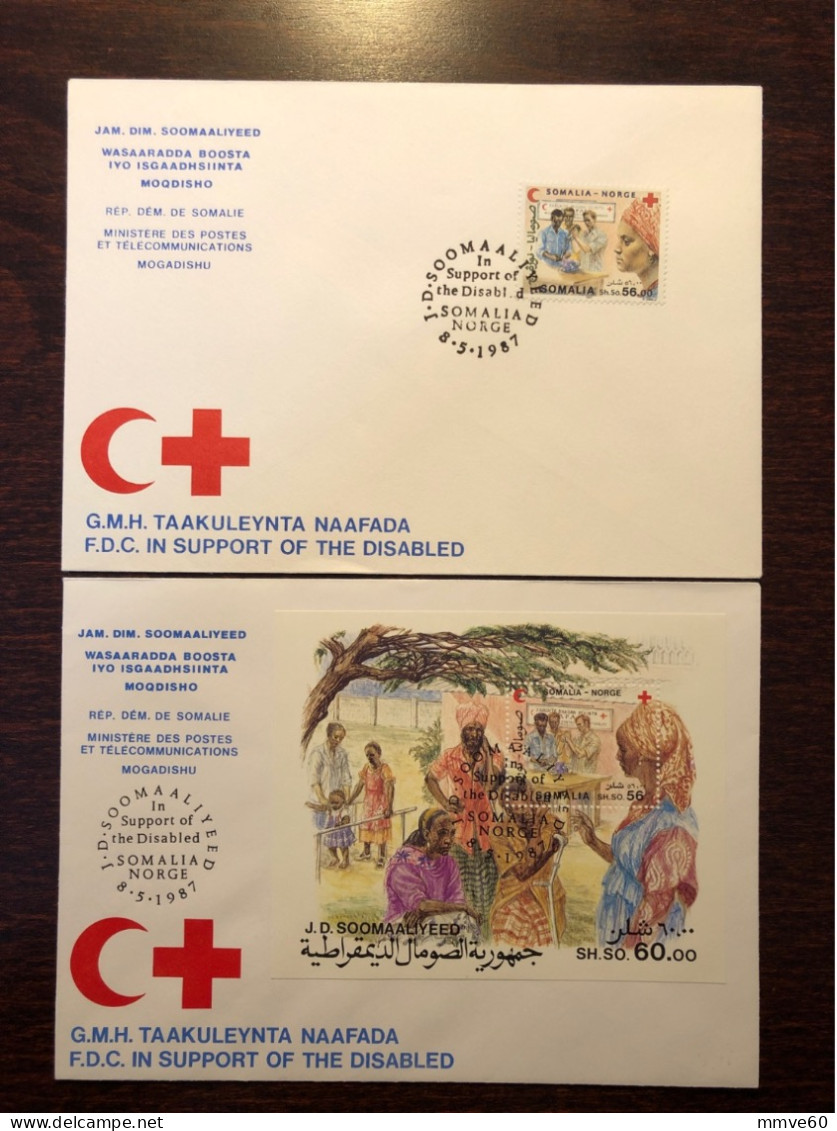 SOMALIA  FDC COVER 1987 YEAR RED CRESCENT RED CROSS HEALTH MEDICINE STAMPS - Somalie (1960-...)