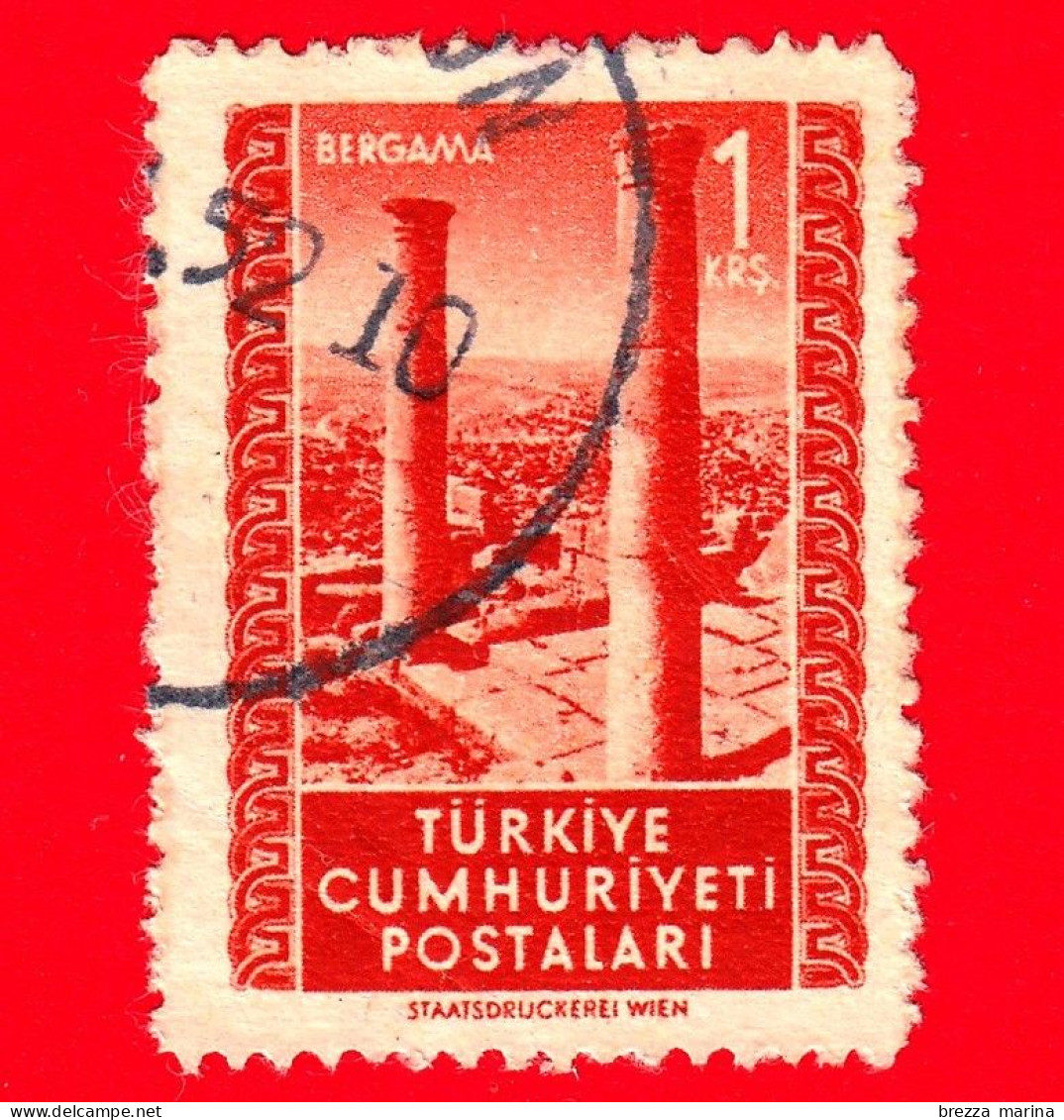 TURCHIA - Usato - 1952 - Rovine - Templi - Attrazioni E Atatürk - Bergama - 1 - Usati
