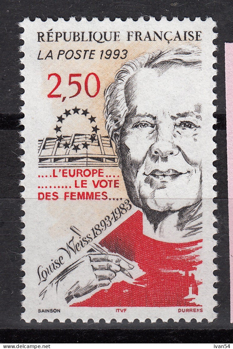 FRANCE 2809 ** MNH – Louise Weiss (Europe – Vote Des Femmes) 1993 - Ungebraucht