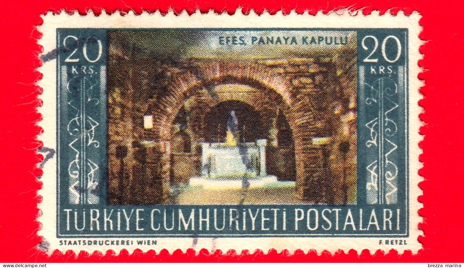 TURCHIA - Usato - 1953 - Archeologia - Rovine - Siti Storici  - Efeso, Casa Di S. Maria (Panaya Kapulu) - 20 - Gebruikt