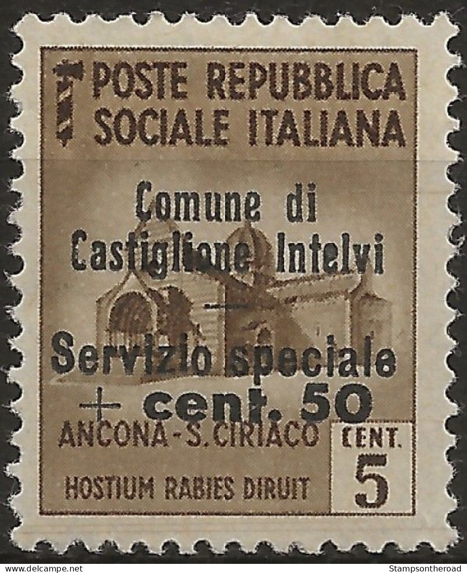 RSICDI1L - 1945 RSI/Castiglione D'Intelvi, Sass. Nr. 1, Francobollo Nuovo Con Traccia Di Linguella **/ - Emissioni Locali/autonome
