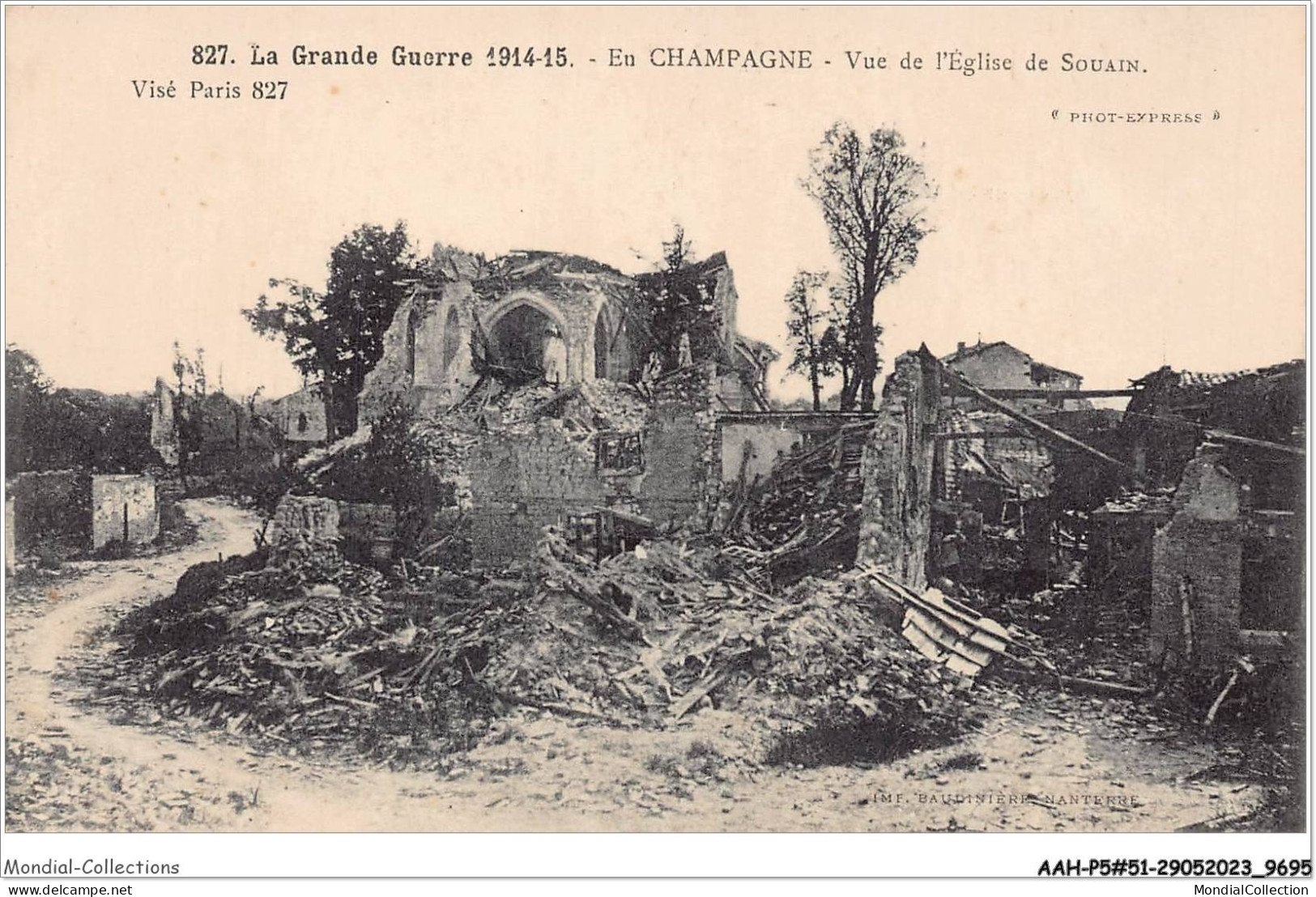 AAHP5-51-0356 - SOUAIN - La Grande Guerre 1914-15 - En Champagne - Vue De L'Eglise   - Souain-Perthes-lès-Hurlus