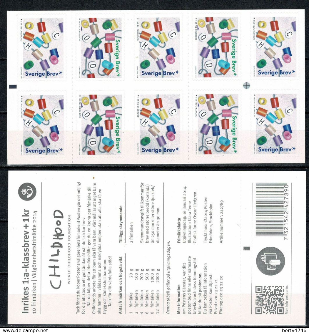 Sverige 2014  Yv  C2957** , Mi 2971/72**, Booklet 622**, Sc B62c** - MNH - Charity Stamps - 1981-..