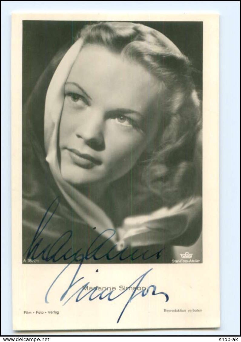 XX13440/ Marianne Simson  Original Autogramm  Foto AK Ca.1940 - Autographs