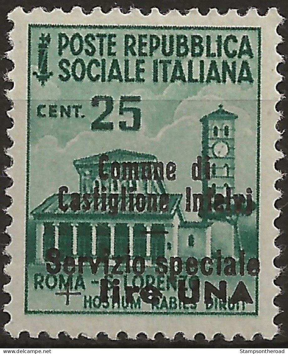 RSICDI6L - 1945 RSI/Castiglione D'Intelvi, Sass. Nr. 6, Francobollo Nuovo Con Traccia Di Linguella **/ - Emissions Locales/autonomes