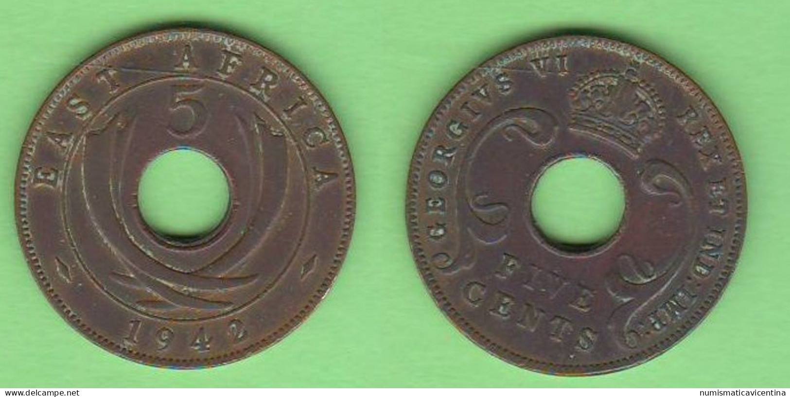 British East Africa 5 Cents 1942 Five Cents Afrique Orientale Britannique Africa Orientale - Britse Kolonie