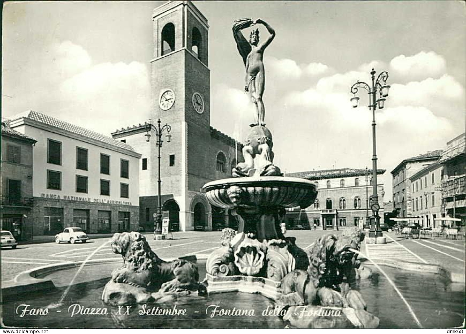 FANO - PIAZZA XX SETTEMBRE - FONATANA DELLA FORTUNA - ED. ROTOSTAMPA - SPEDITA 1964  (20090) - Fano