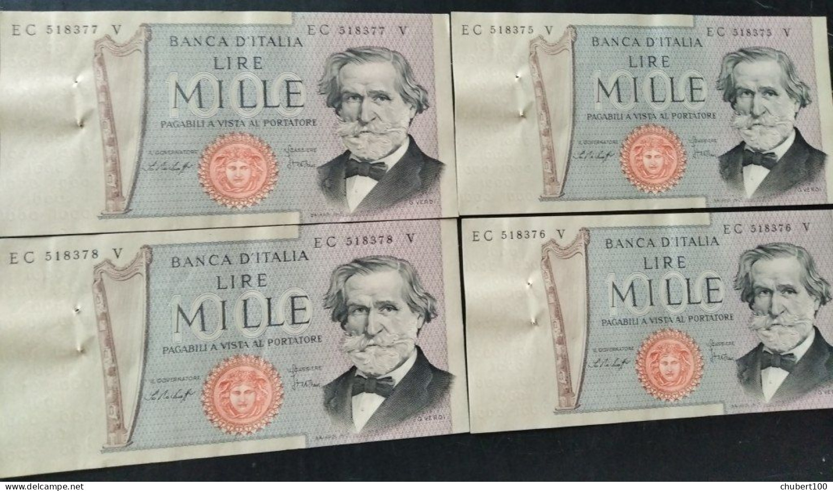 ITALY , P 101e , 1000 Lire , 1977 , Almost UNC , Presque Neuf ,  4 Notes - 1000 Lire