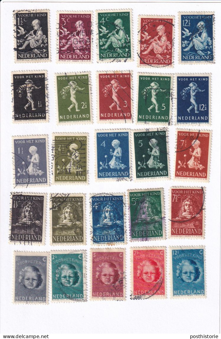 Kinderzegels 1938  1939   1940   1941 En 1945  (5 Jaar Compleet) - Gebraucht