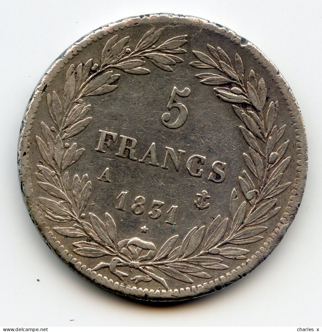 5 Francs Argent. 1831 A. Paris. Tranche En Creux. Louis Philippe I. /25 - 5 Francs