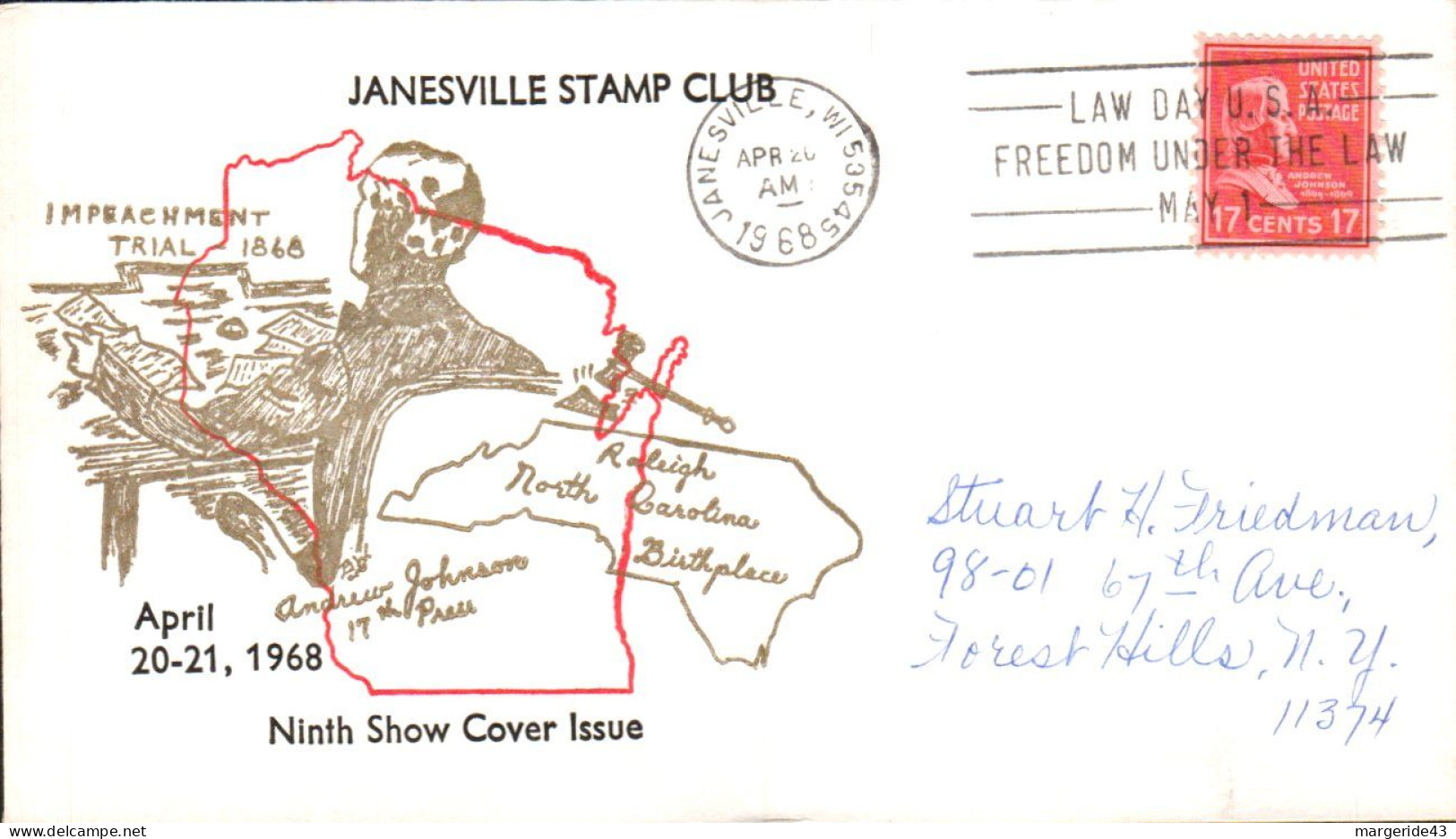 USA ETATS UNIS 1965 JANES STAMP CLUB - Event Covers