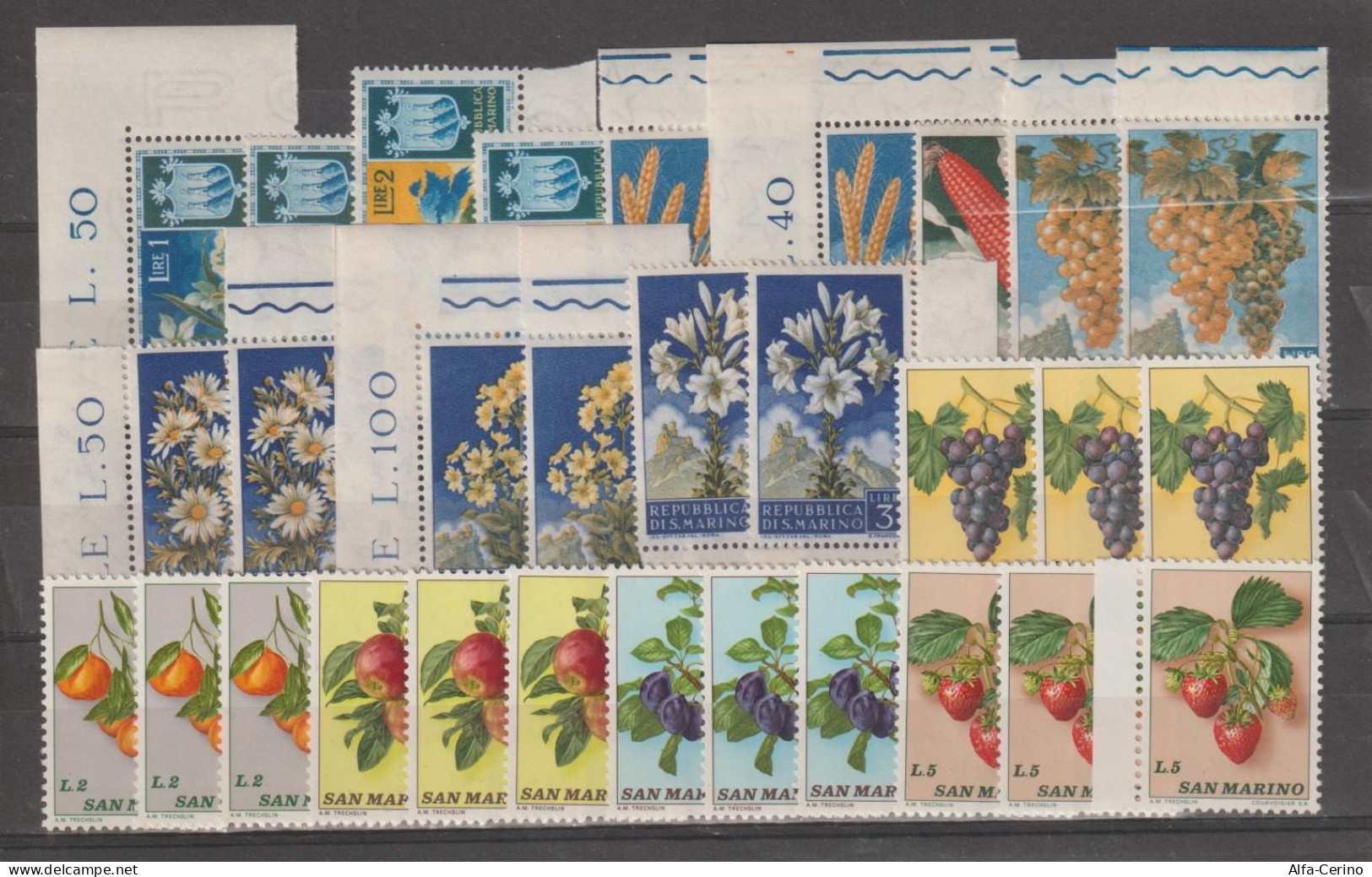 SAN  MARINO:  1953/73  FIORI  E  FRUTTA  -  LOTTO  30  BASSI  VALORI  N. -  SASS. 400//886 - Nuevos