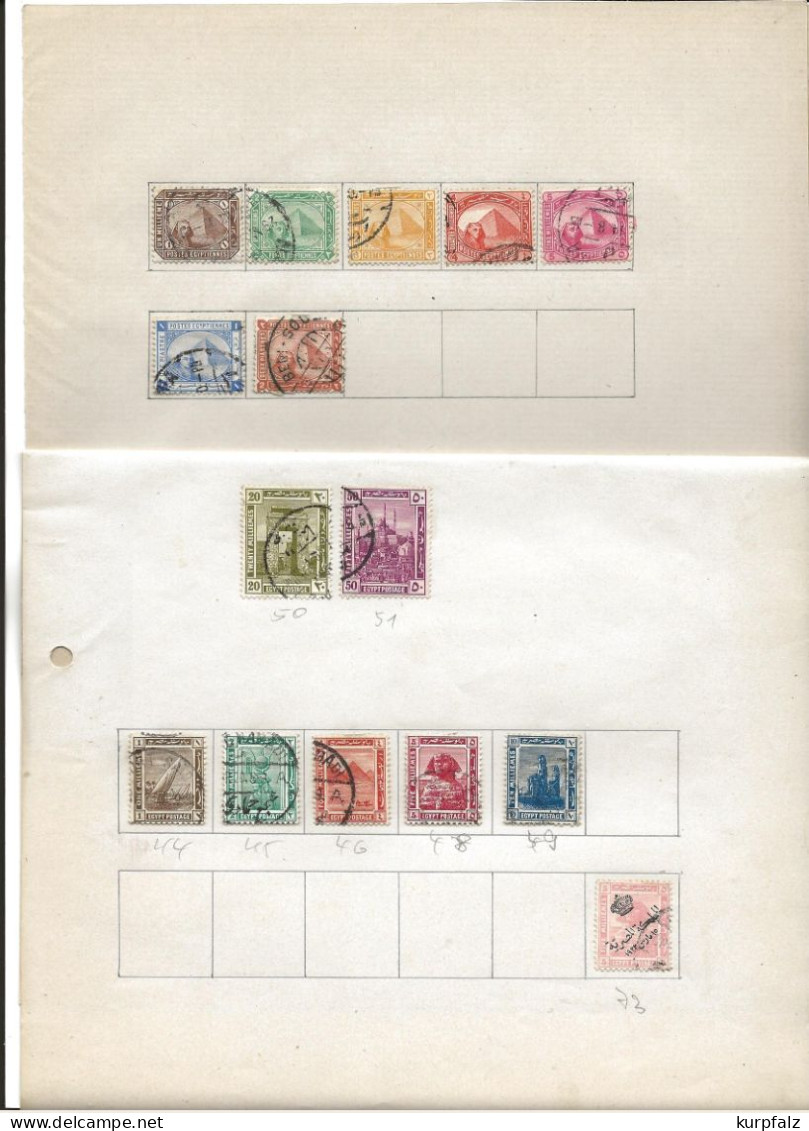 Ägypten - Alte Briefmarken Auf Steckkarten + Alten Blättern - Gebraucht