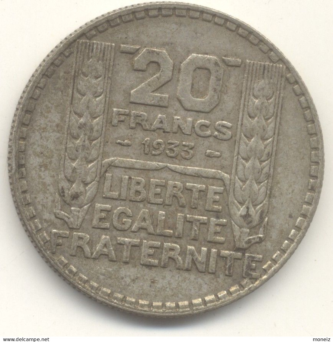 20 FRANCS 1933 RAMEAUX COURT   Argent - 20 Francs