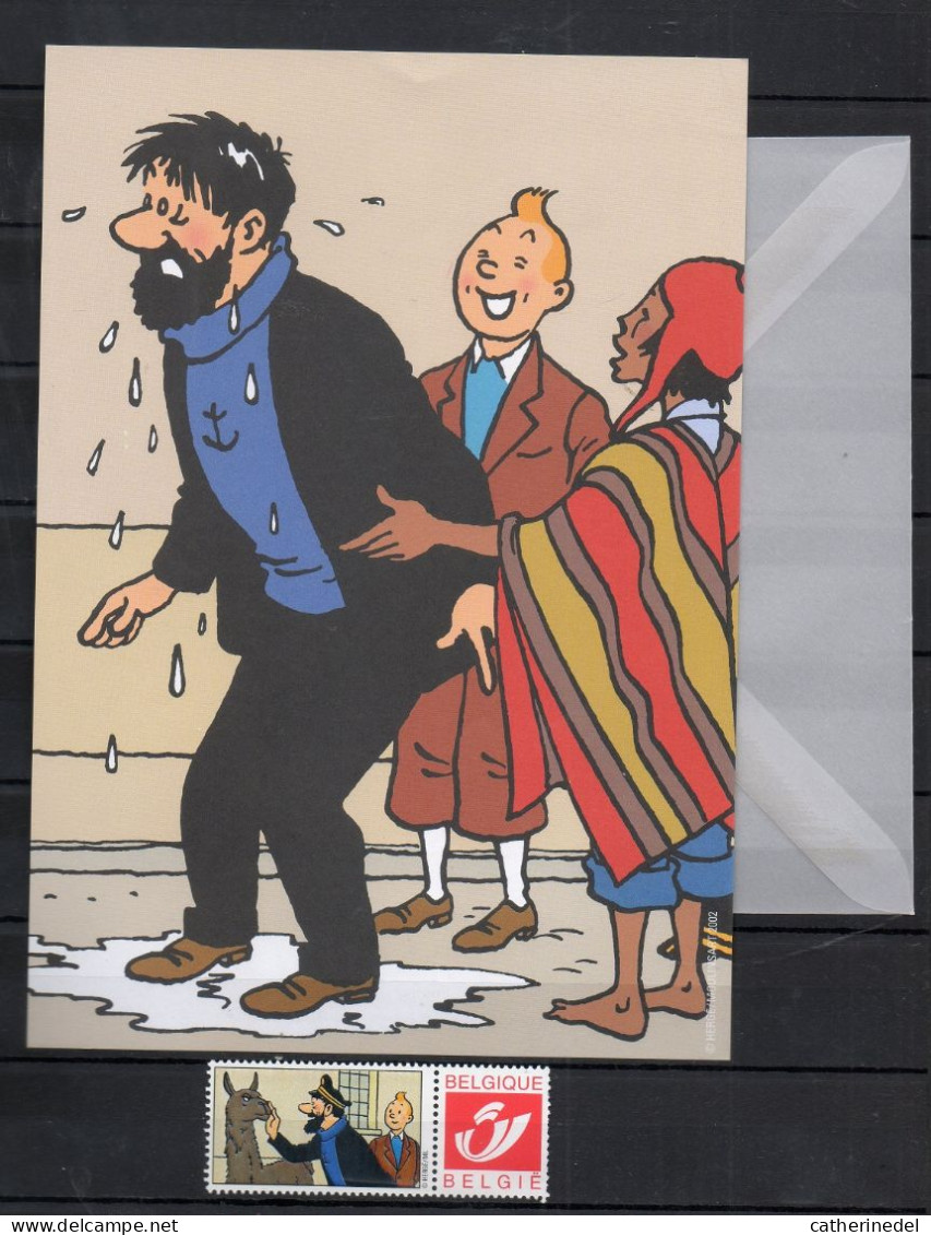 Set écriture Tintin / Kuifje : Duostamps + Enveloppe + Papier - Sonstige & Ohne Zuordnung