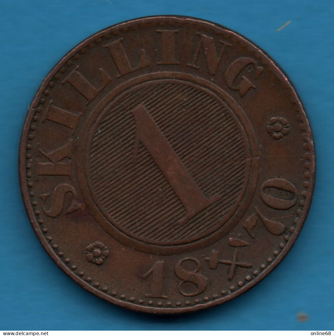 NORWAY 1 SKILLING 1870 KM#335 Carl XV - Norway