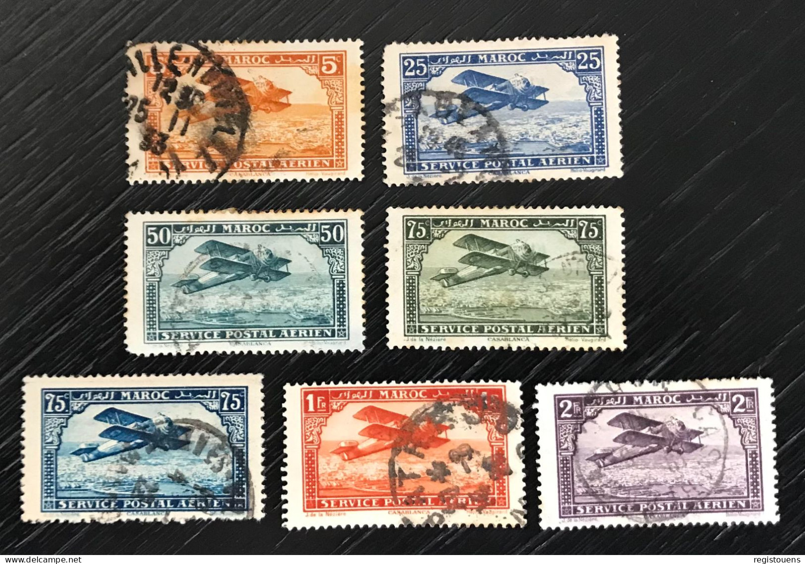 Lot De 7 Timbres Oblitérés Maroc 1922 - Poste Aérienne