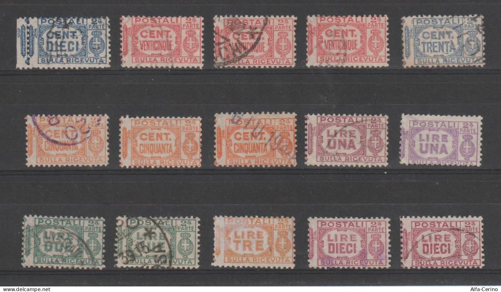 REGNO:  1927/32  PACCHI  POSTALI  -  15  VAL. META'  DX. US. -  SASS. 25//34 - Postpaketten