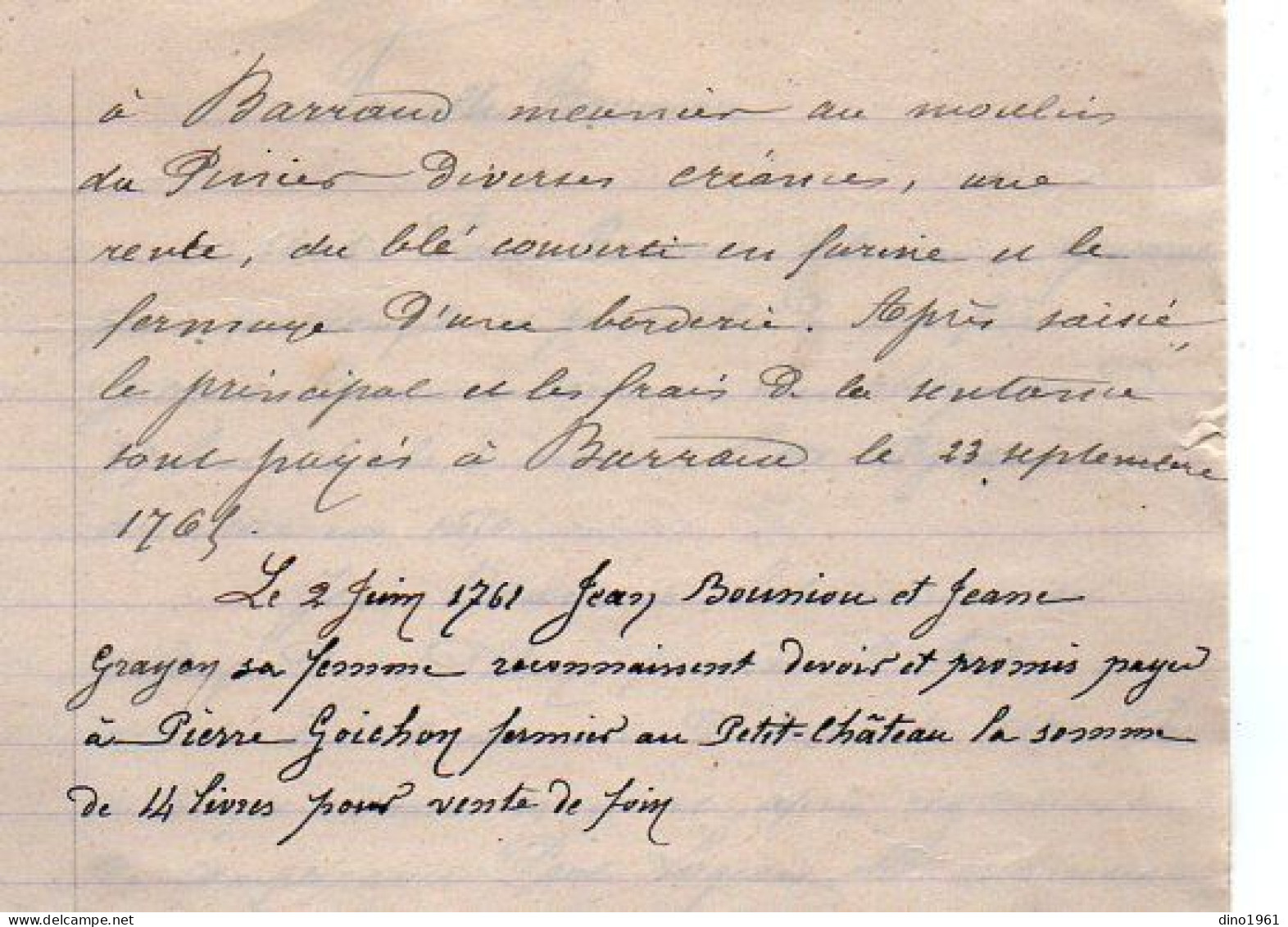 VP23.051 - Cachet Généralité De POITIERS - 5 Actes De 1692 / 1765 Et Autres - Famille BOUNIOU à Dilay ( ARDIN ) - Cachets Généralité