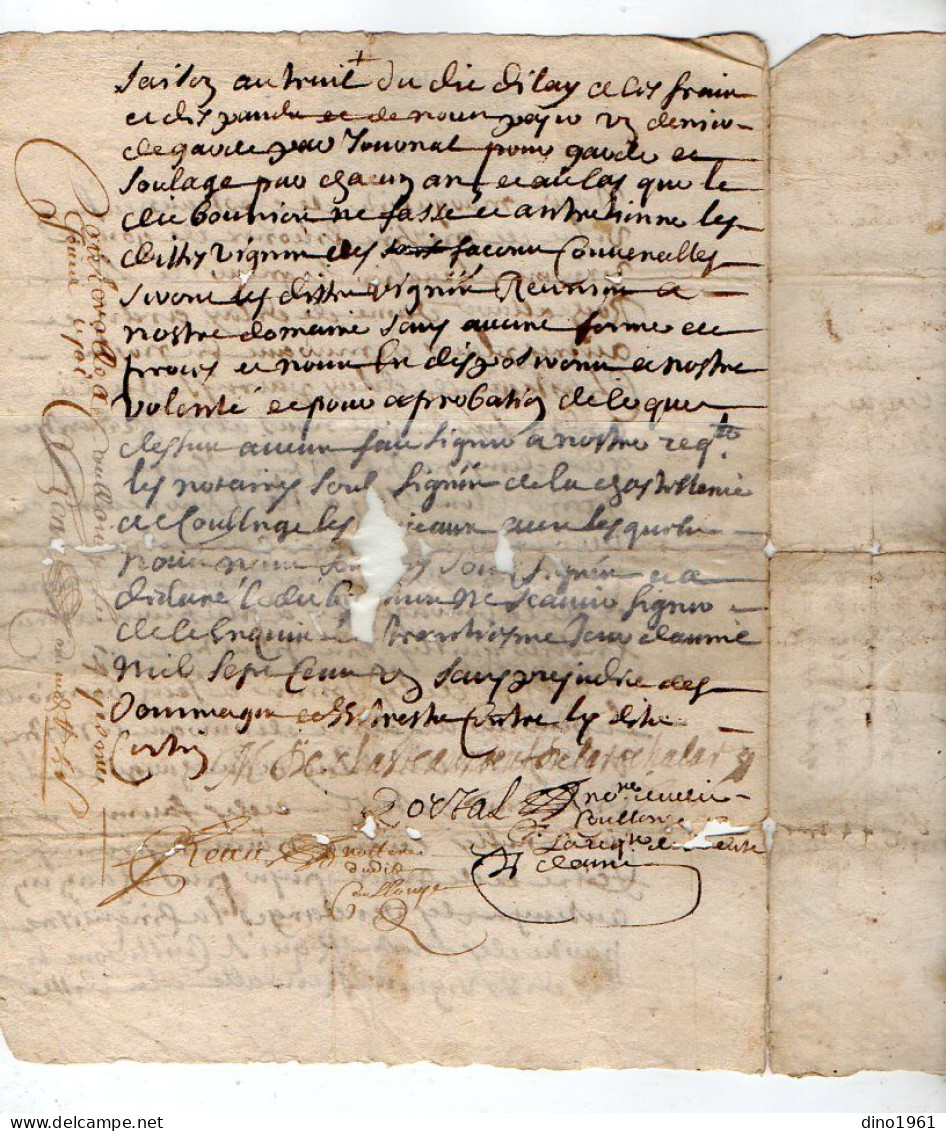 VP23.051 - Cachet Généralité de POITIERS - 5 Actes de 1692 / 1765 et autres - Famille BOUNIOU à Dilay ( ARDIN )