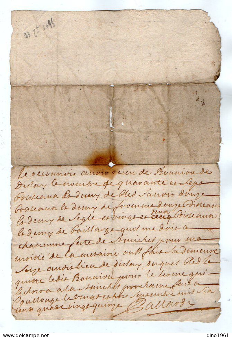 VP23.051 - Cachet Généralité de POITIERS - 5 Actes de 1692 / 1765 et autres - Famille BOUNIOU à Dilay ( ARDIN )