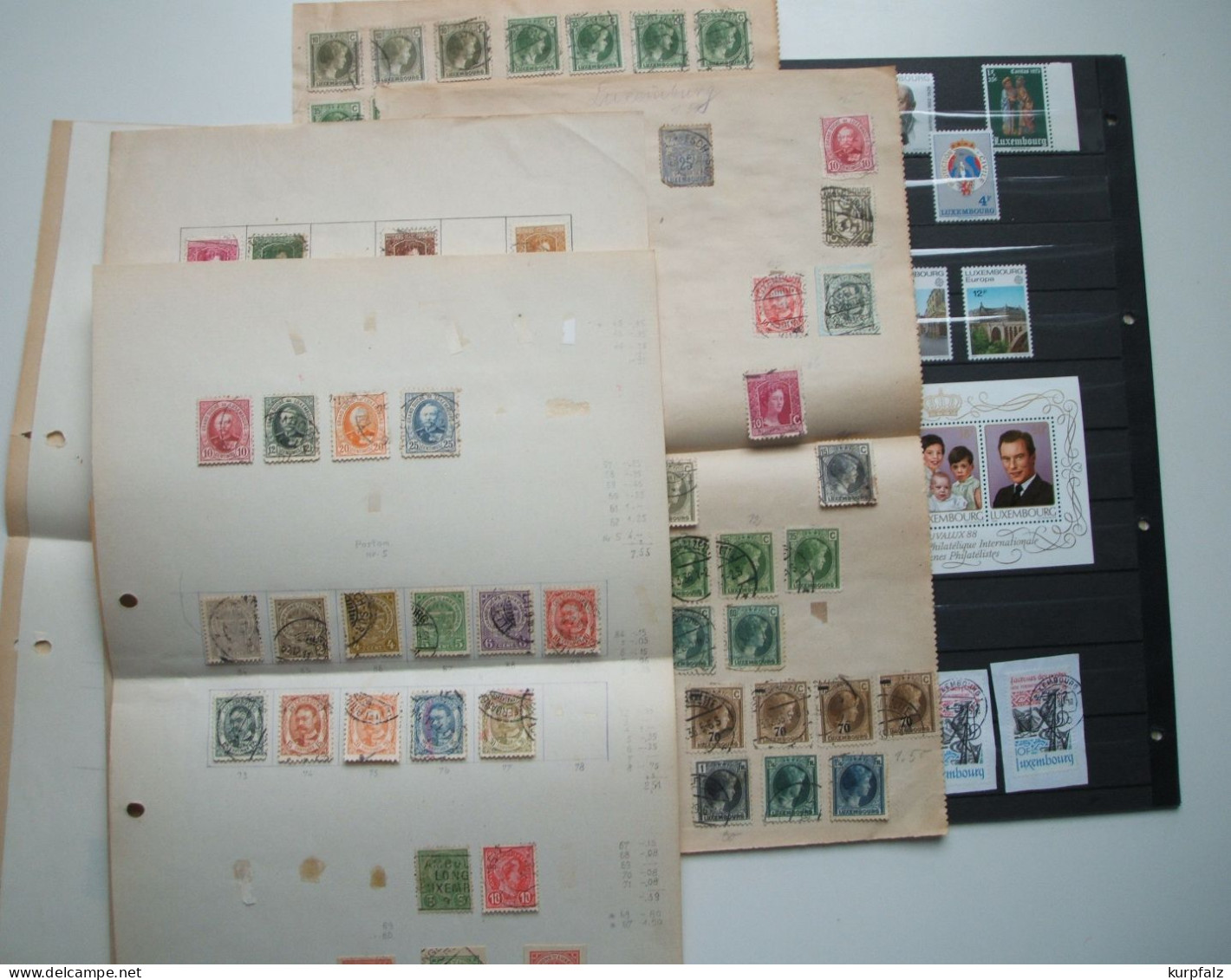 Luxemburg - Kleines ** + ⊙ Briefmarken-Lot Auf Alten Blättern + Einer Steckseite - Verzamelingen