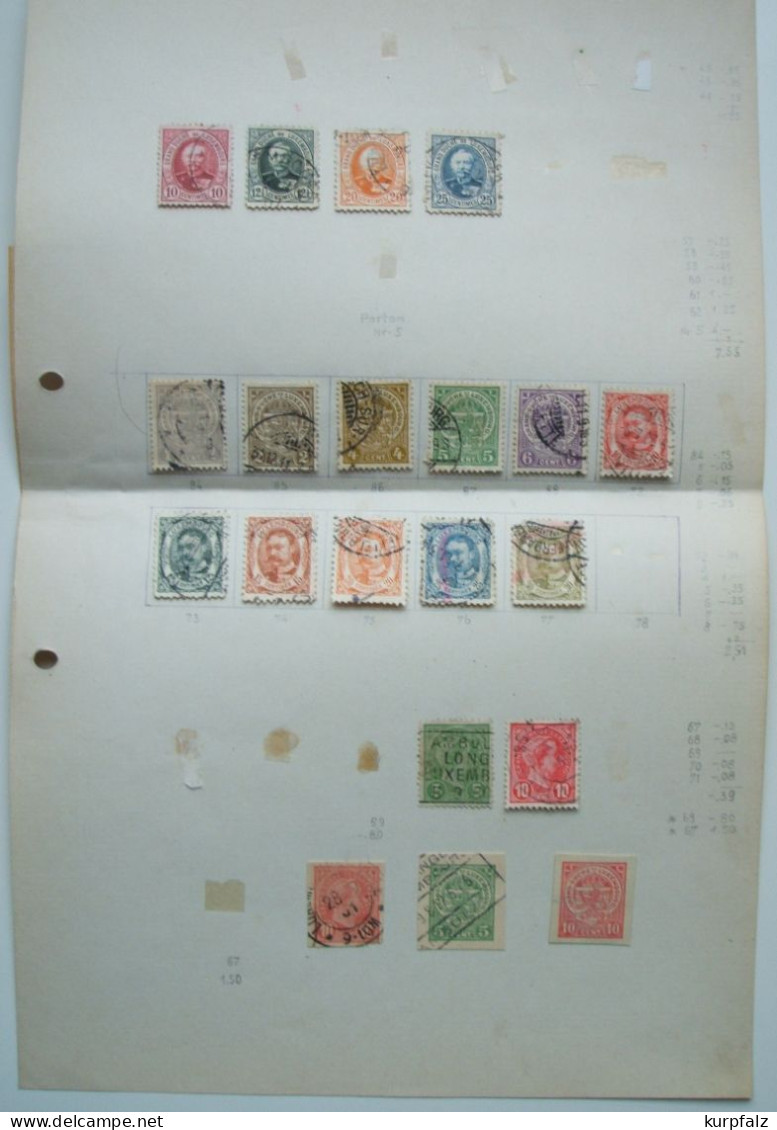 Luxemburg - Kleines ** + ⊙ Briefmarken-Lot Auf Alten Blättern + Einer Steckseite - Collections