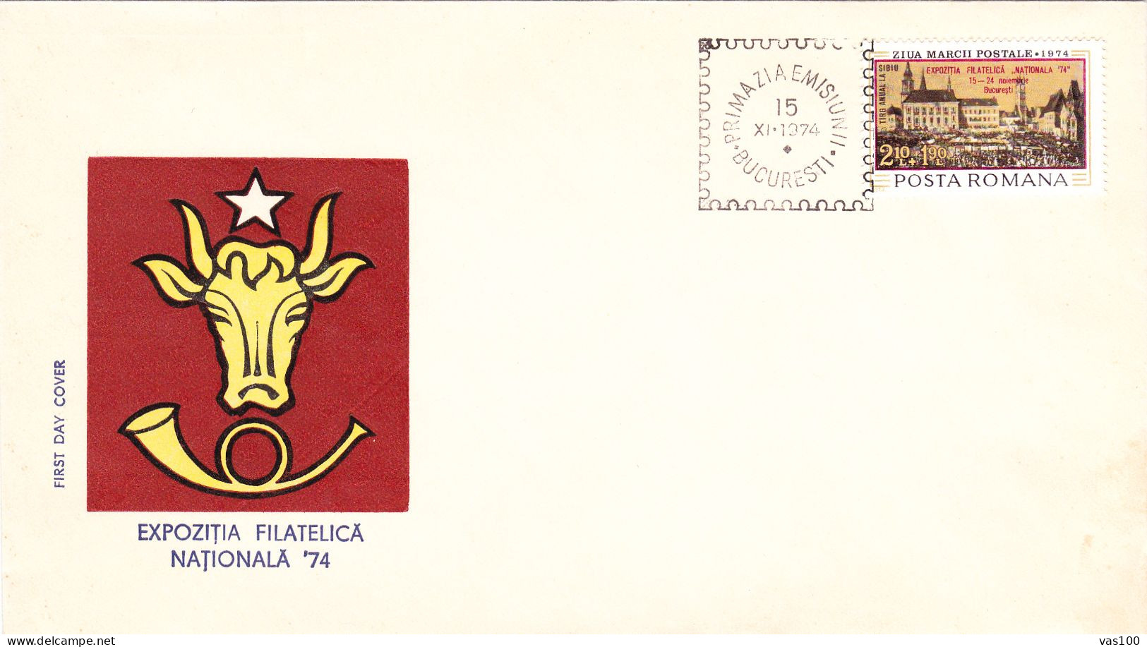 PHILATELIC EXHIBITION POSTAL STAMP DAY BUCHAREST,OVERPRINT 1974,COVERS FDC ROMANIA - FDC