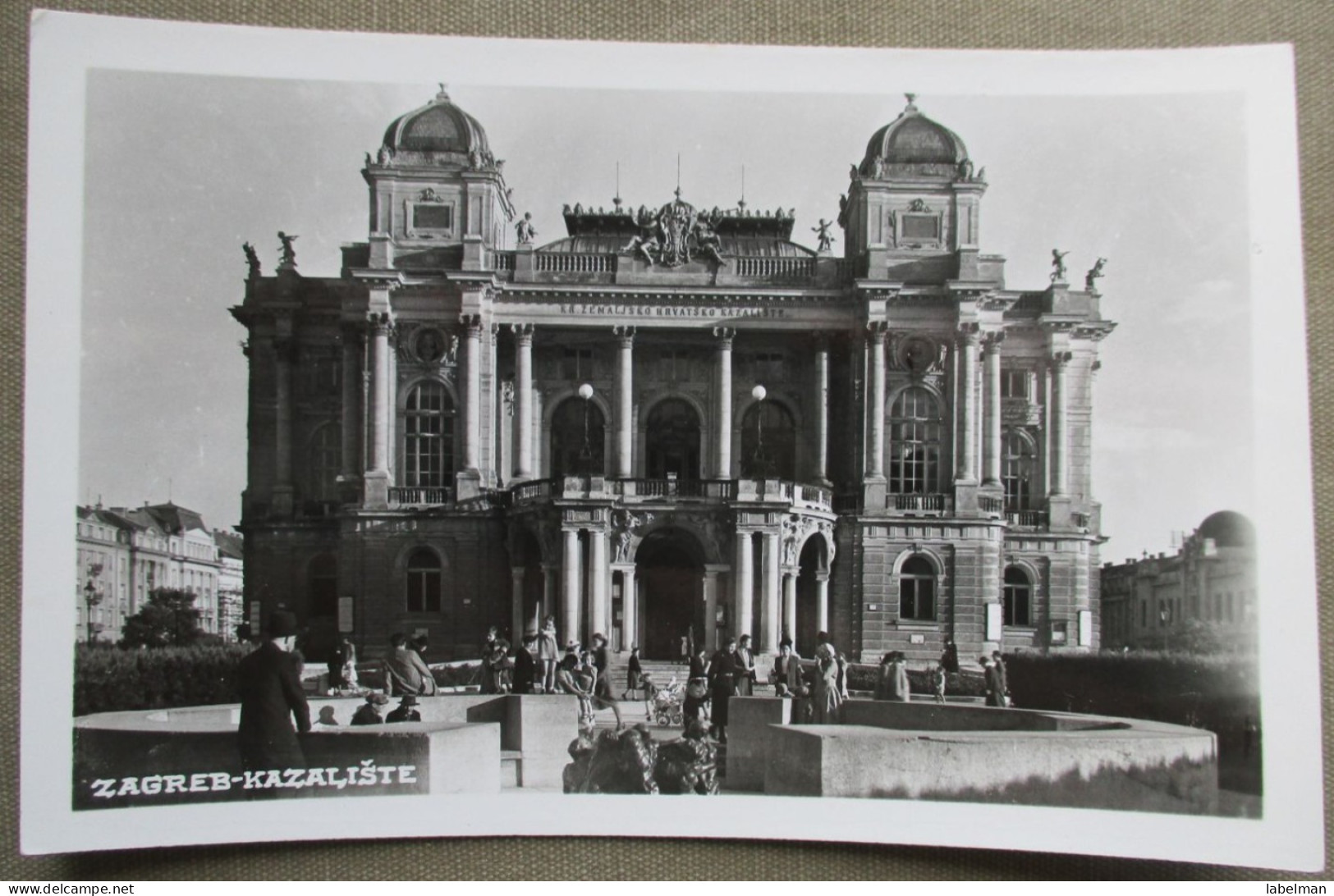 CROATIA ZAGREV KAZALISTE THEATER HOUSE JUGOSLAVIA POSTCARD CARTOLINA ANSICHTSKARTE CARTE POSTALE POSTKARTE - Hotel Labels