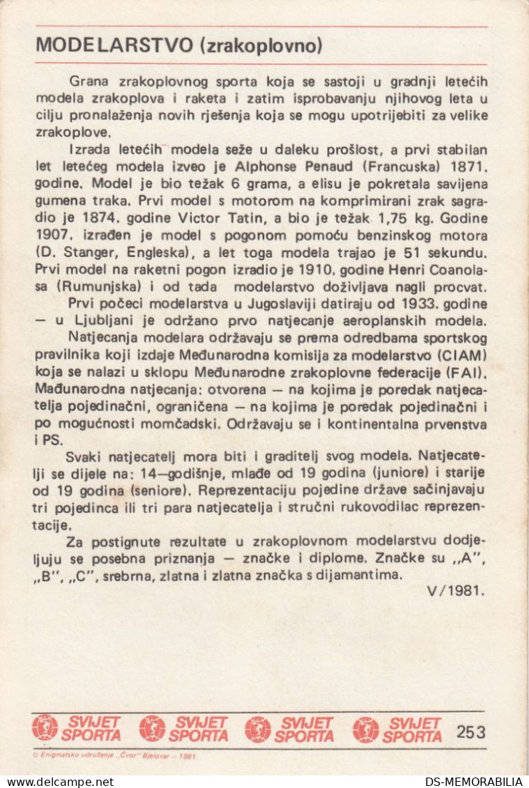 Aviation Modeling Trading Card Svijet Sporta , Helicopter - Hélicoptères