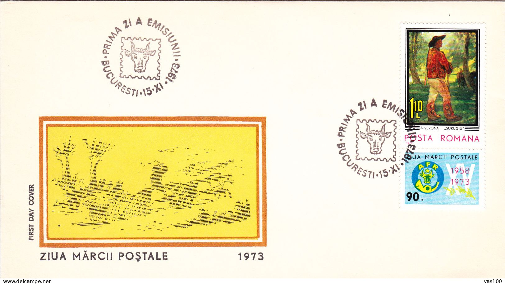 POSTAL STAMP DAY COVERS FDC 1973 ROMANIA - FDC