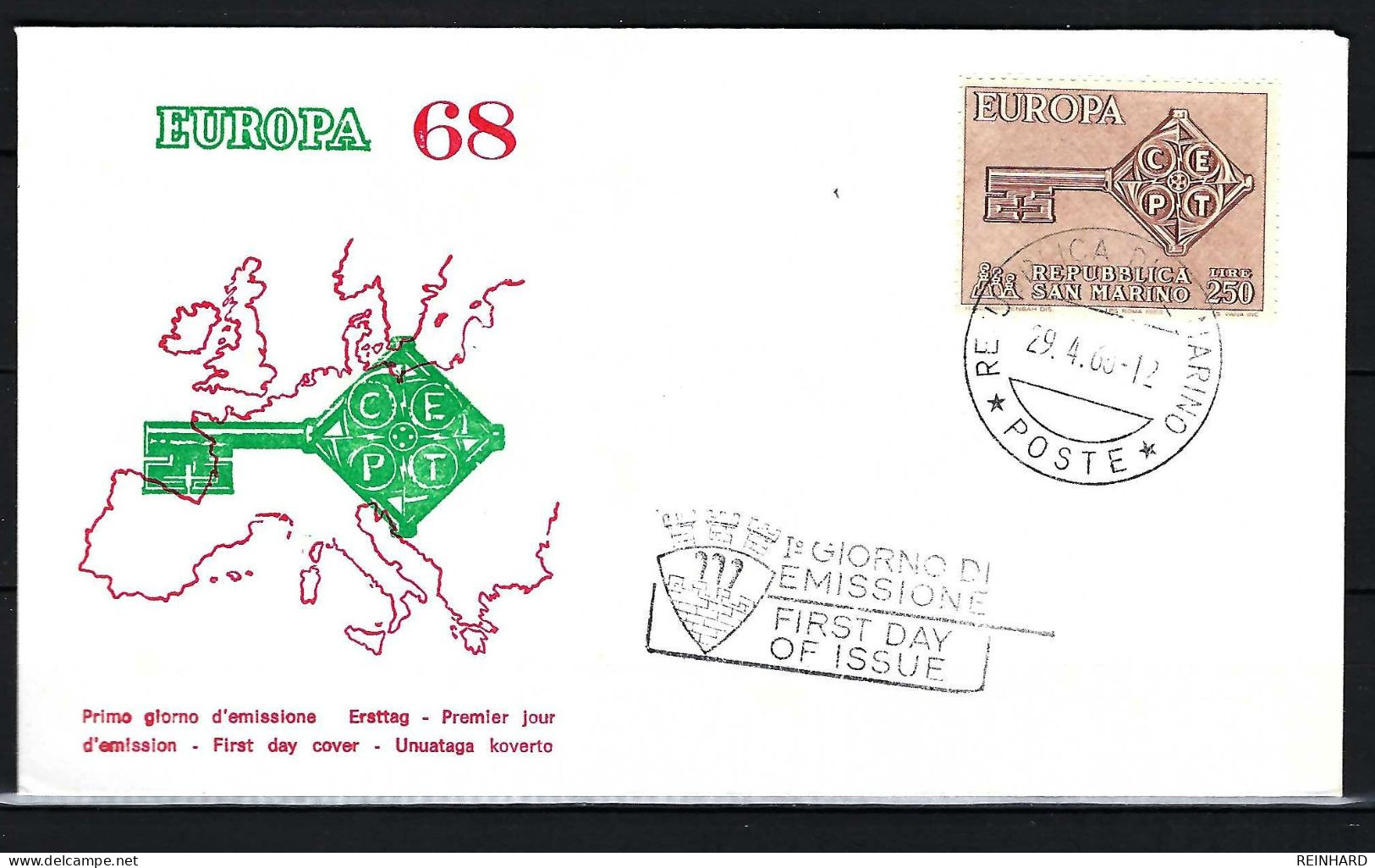 SAN MARINO FDC Mit Europamarke 1968 - Siehe Bild - FDC