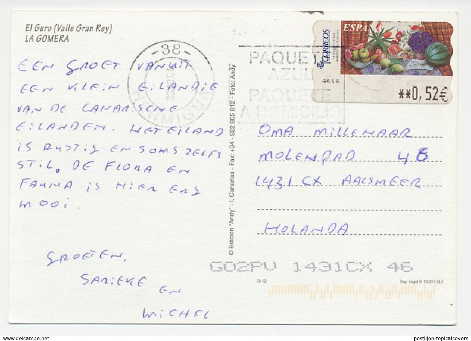 Postcard / ATM Stamp Spain 2004 Fruit - Watermelon - Fruits