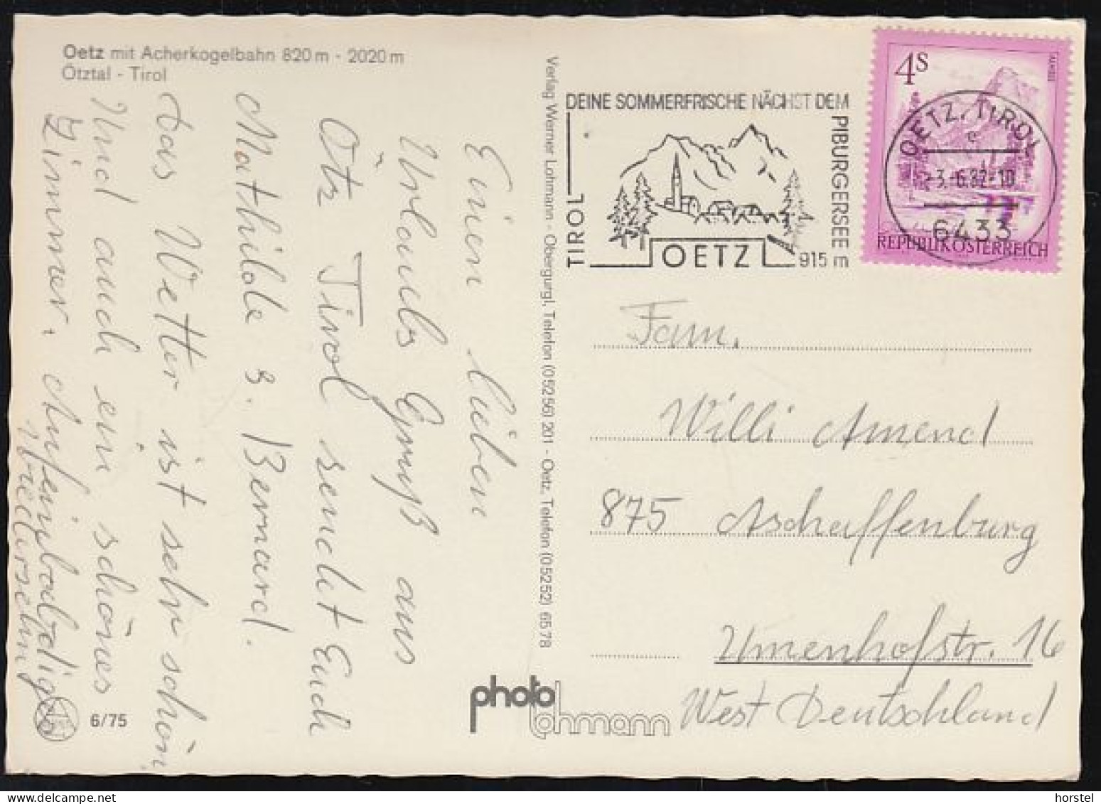 Austria - 6433 Oetz - Hoch Oetz - Acherkogelbahn - Sessellift - Nice Stamp - Oetz