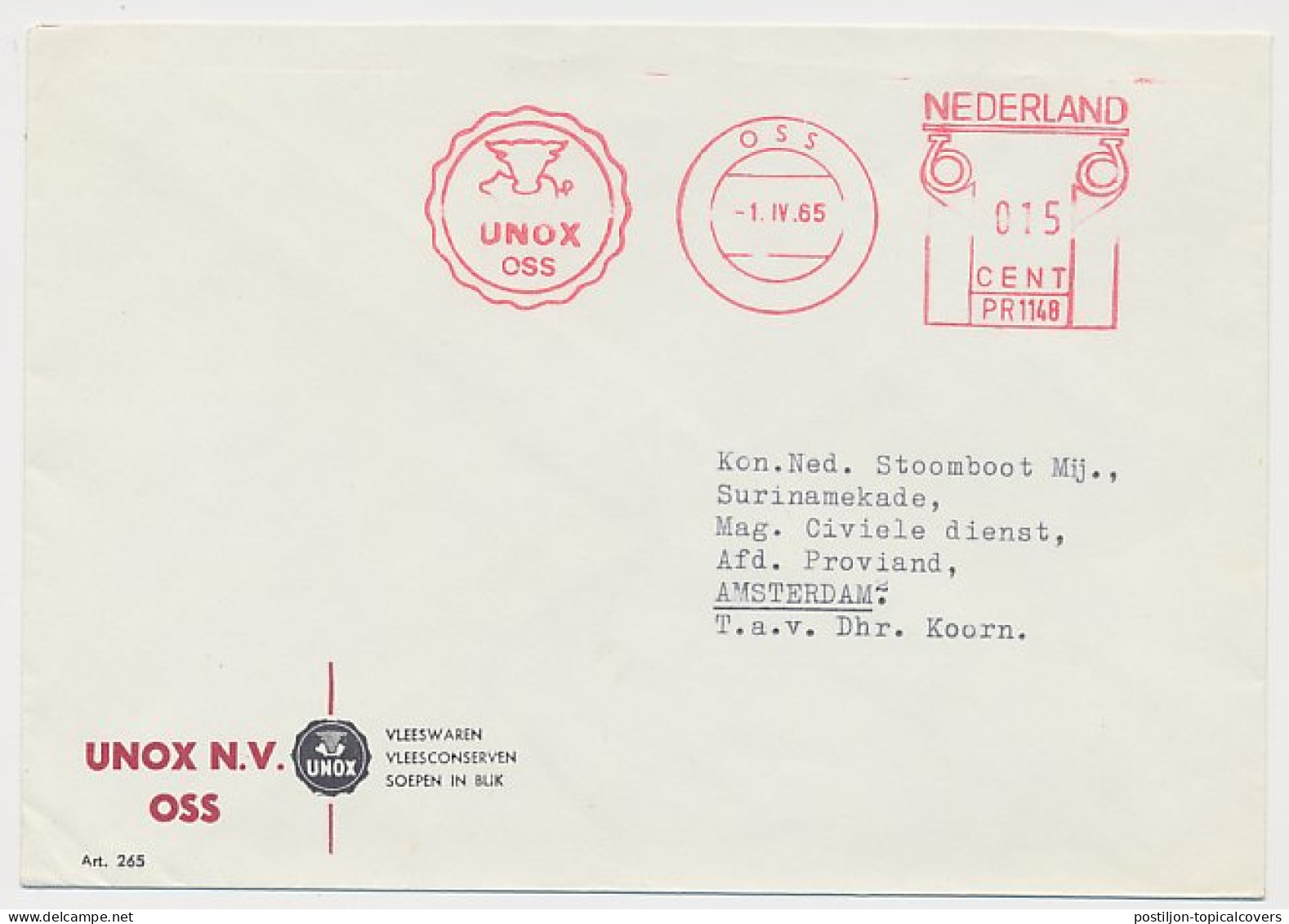 Meter Cover Netherlands 1965 Ox - Cow - Pig - Oss - Farm