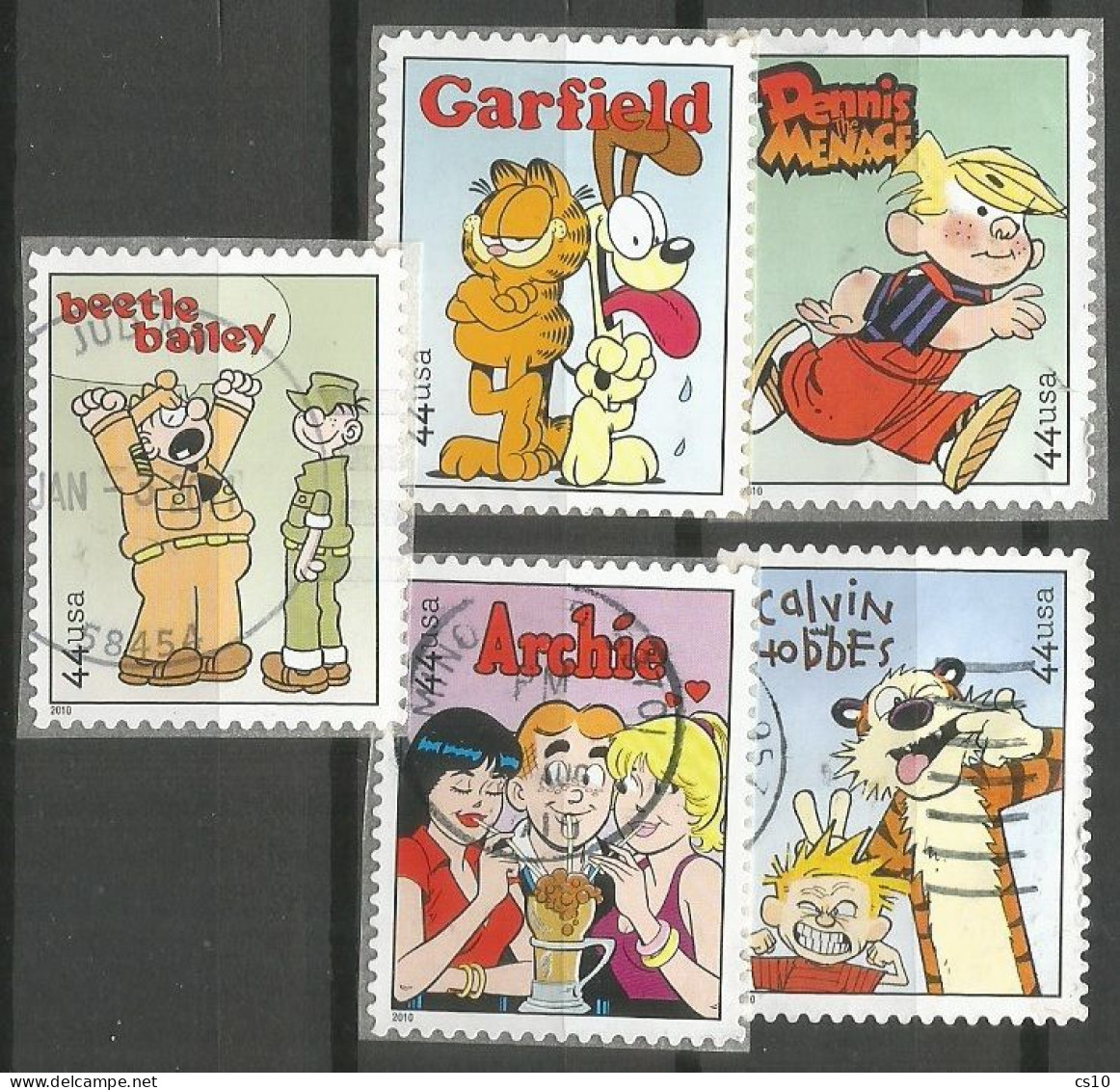 USA 2010 Comics - Sunday Funnies SC#4467/71 Cpl 5v Set VFU - Multiples & Strips