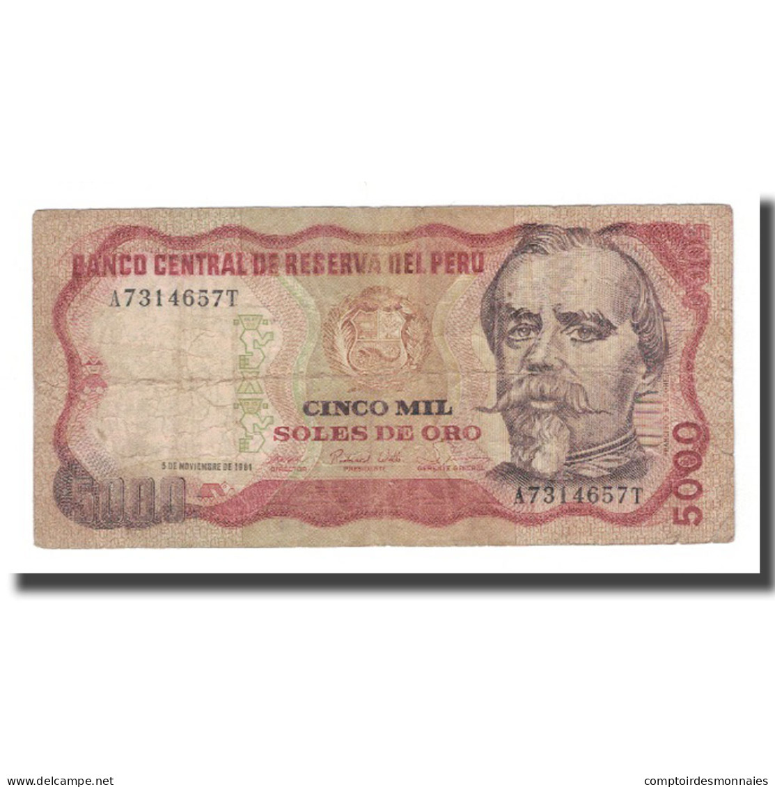 Billet, Pérou, 5000 Soles De Oro, 1981, 1981-11-05, KM:123, TB - Perú