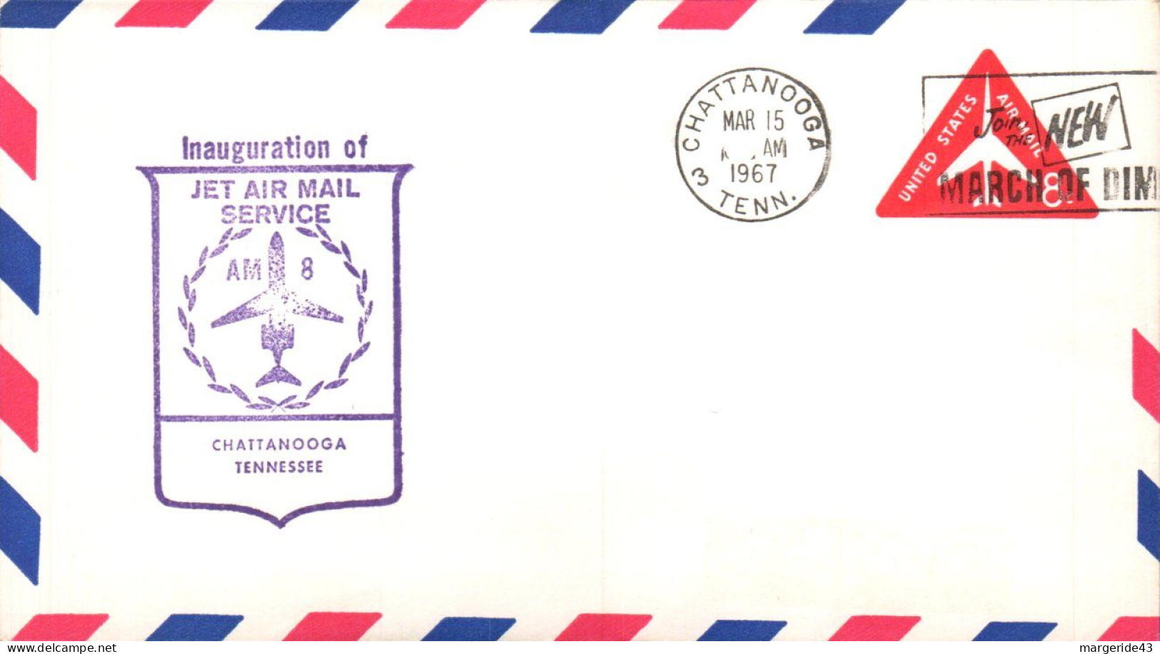 USA ETATS UNIS 1968 INAUGURATION SERVICE POSTAL AERIEN CHATTANOOGA TENNESSEE 1967 - Omslagen Van Evenementen