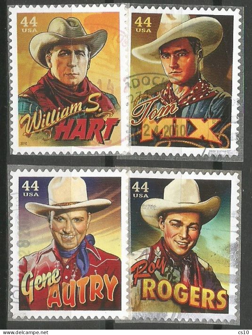USA 2010 Cowboys Of The Silver Screen - Roy Rogers Tom Mix William Hart Gene Autry SC#4446/49  Cpl 5v Set VFU - Used Stamps
