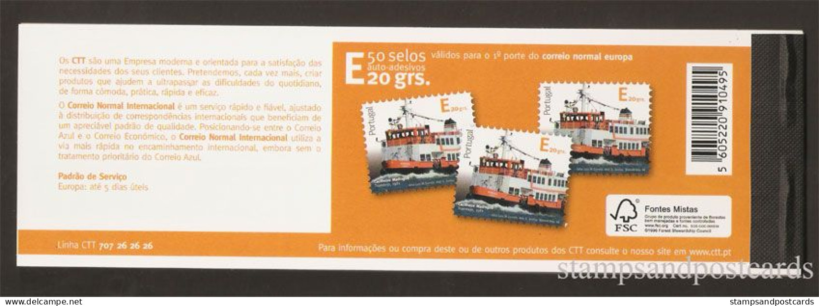 Portugal Transports Carnet Autocollant 2010 Cacilheiro Bateau Lisboa Lisbonne Sticker Stamp Booklet Lisbon Boat *** - Carnets
