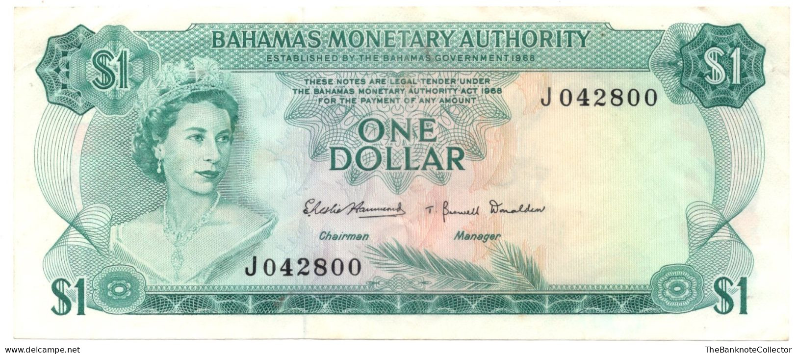 Bahamas Monetary Authority 1 Dollar 1968 QEII P-27 - Bahama's