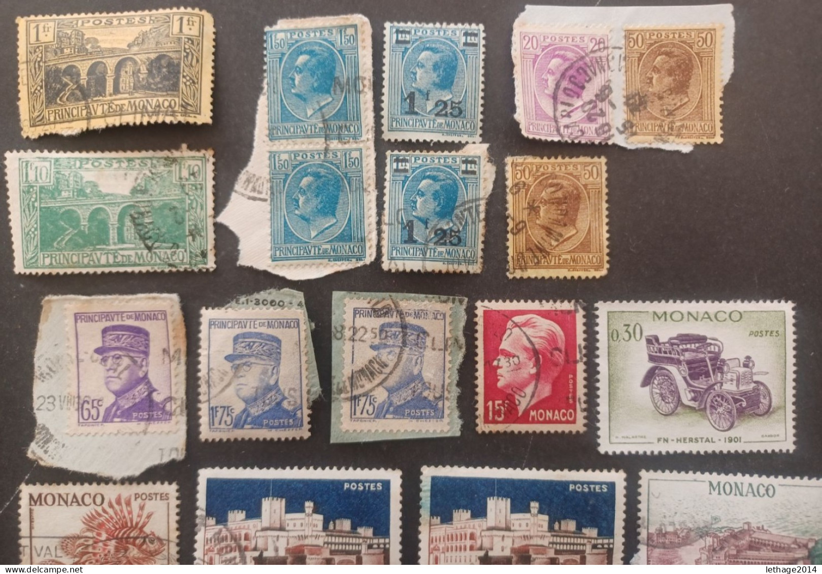 MONACO 1891 PRINCIPE ALBERTO YVERT N 16-22 17 SCANNERS + MANY FRAGMANT MNH OBLITERE STOCK LOT MIX  --- GIULY