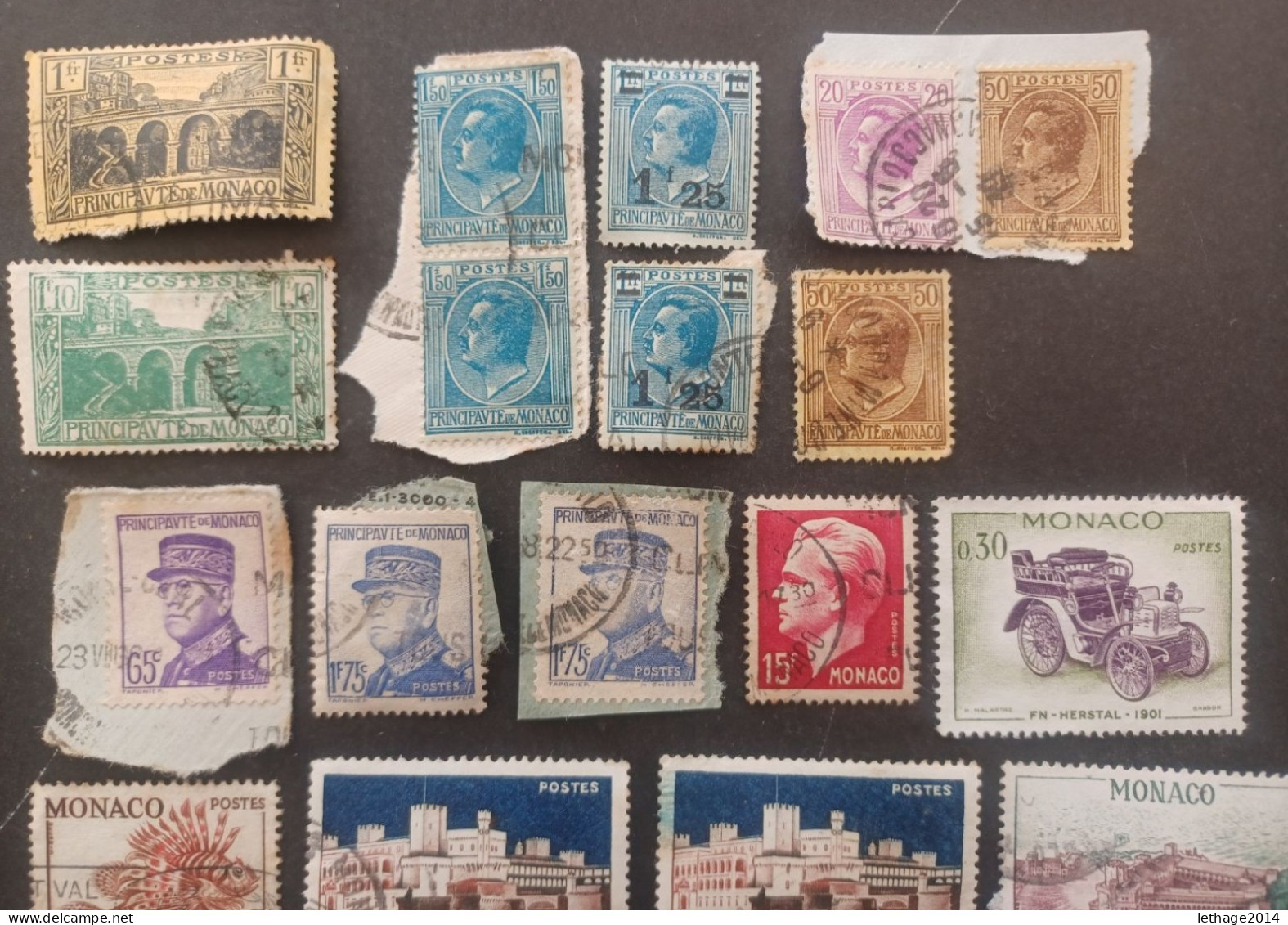 MONACO 1891 PRINCIPE ALBERTO YVERT N 16-22 17 SCANNERS + MANY FRAGMANT MNH OBLITERE STOCK LOT MIX  --- GIULY