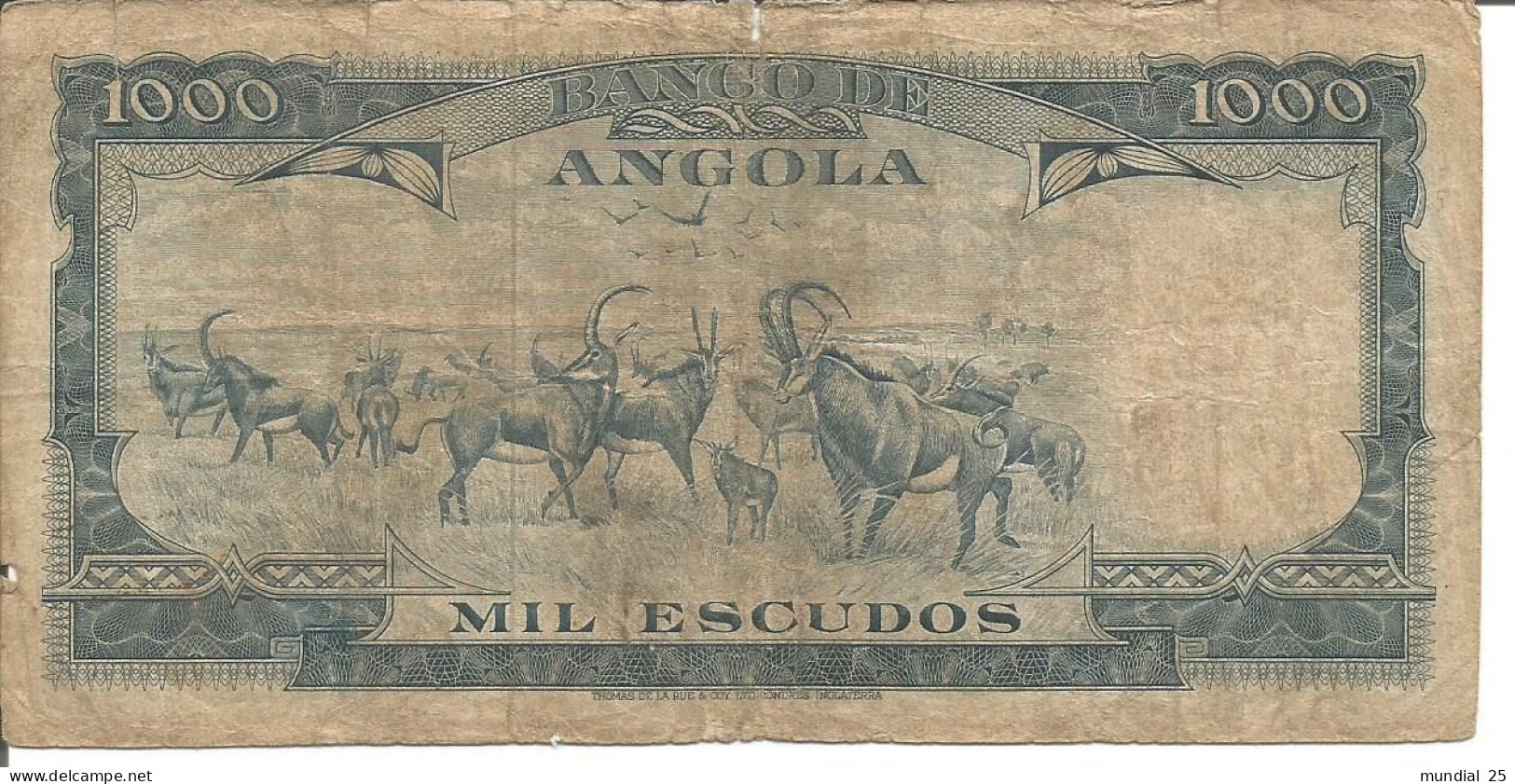 ANGOLA PORTUGAL 1.000$00 ESCUDOS 10/06/1962 - Angola