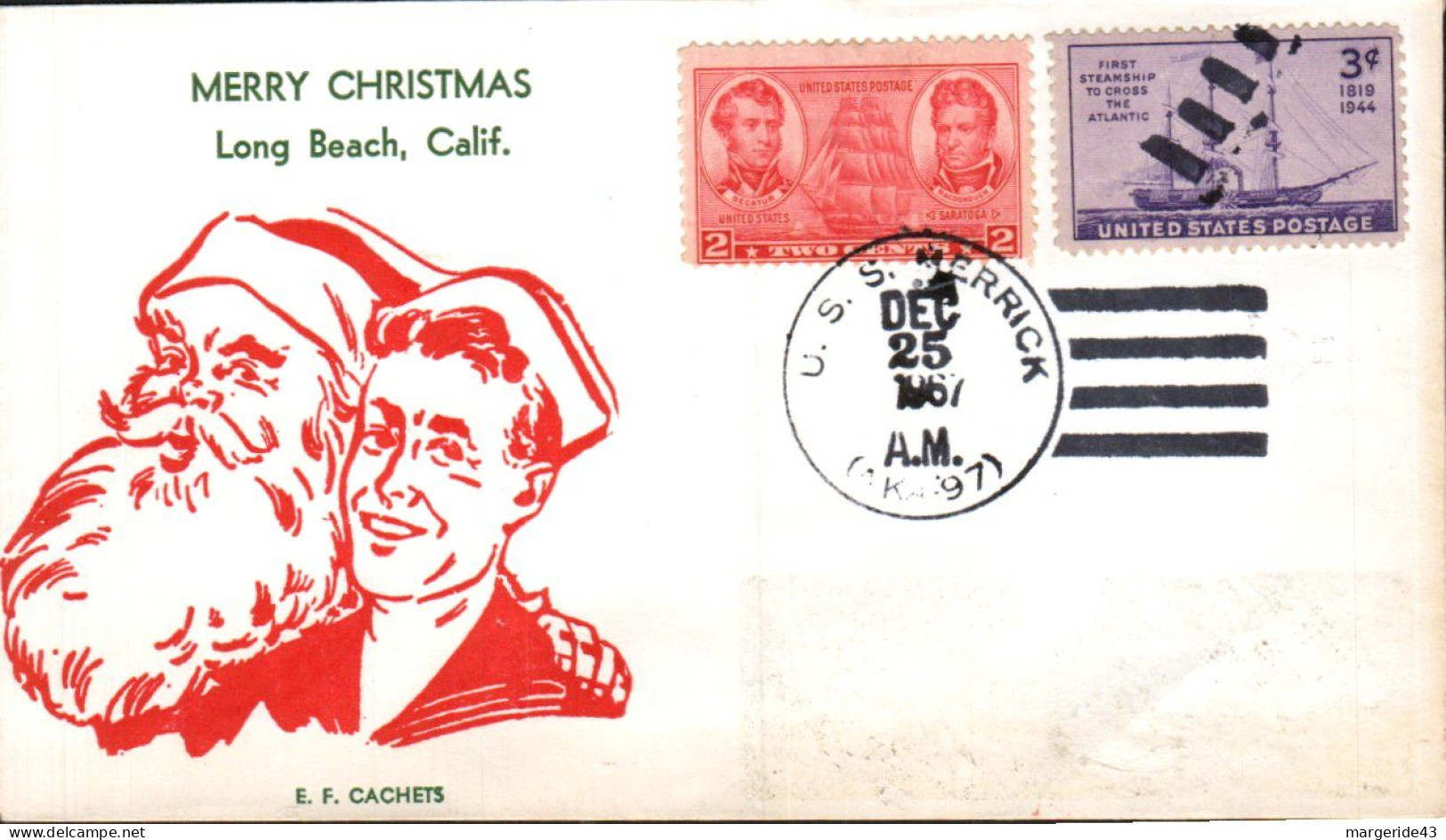 USA ETATS UNIS MERRY CHRISTMAS U S S MERRICK 1967 - Enveloppes évenementielles