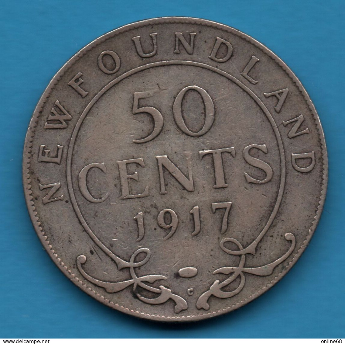 CANADA NEWFOUNDLAND 50 CENTS 1917 KM# 12 George V Silver (.925) Argent - Malaysie